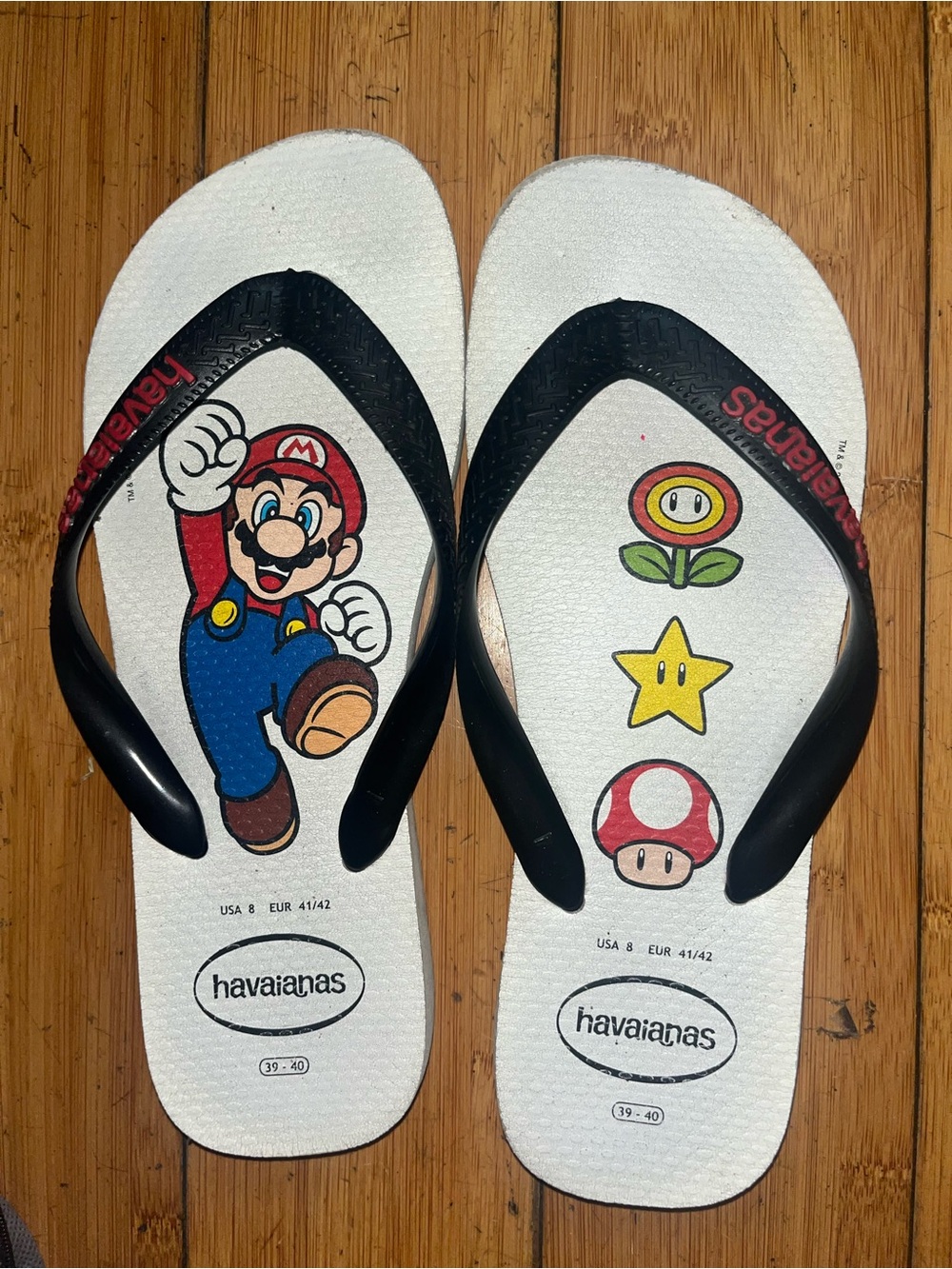 Havaianas x Super Mario White with Colorful Accents SZ Mens 8 women’s 9